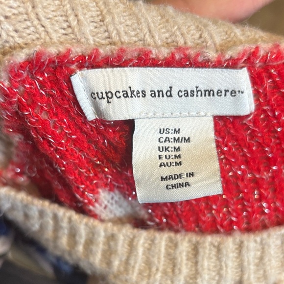 cupcakes & cashmere Beige Sweater with Red Bow Design - Picture 3 of 3